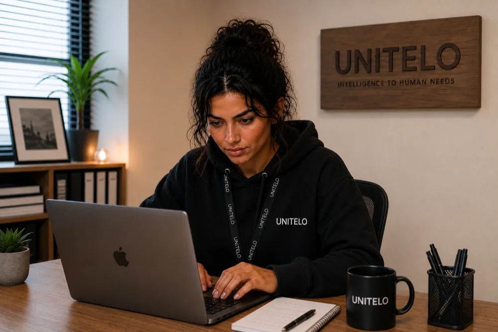 AVA working at her desk, managing renewal operations