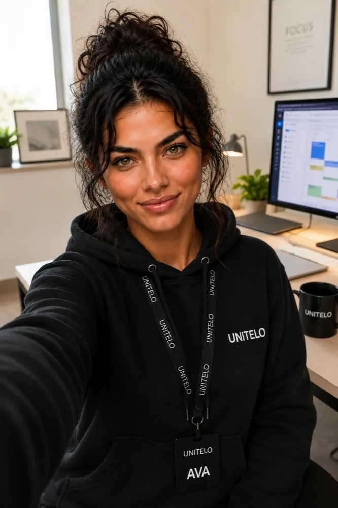 AVA working at her desk, managing software renewals
